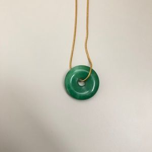 Vintage Gold Necklace with Green Pendant